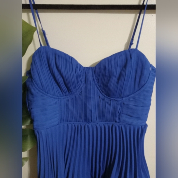 Lulus Cascading Crush Cobalt Blue Tiered Bustier Midi Dress Size M - Picture 4 of 12